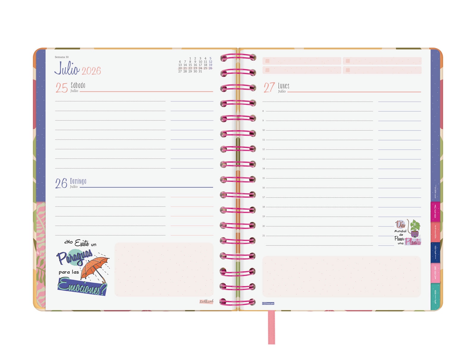 Agenda espiral doble año 2026 Talkual 4º-155x217 mm 1 Día Página Ideas Finocam multicolor castellano Multicolor-6