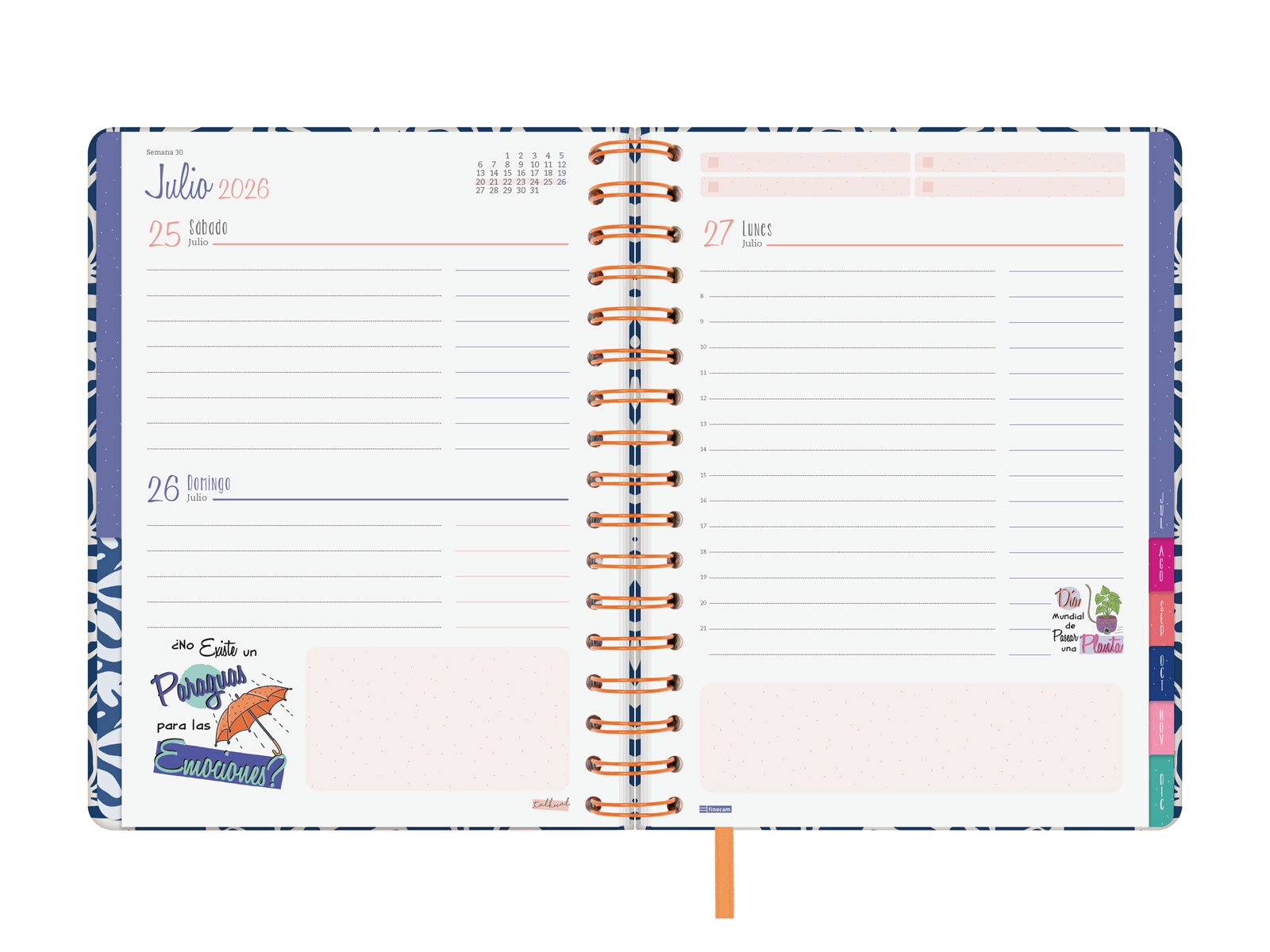 Agenda espiral doble año 2026 Talkual 4º-155x217 mm 1 Día Página Aquí Finocam multicolor castellano Multicolor-6