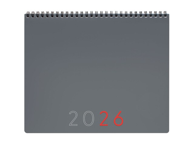 Imagen 0 de Agenda espiral año 2026 Planificador 250x200 mm Mes Vista + notas Finocam gris internacional multilingüe