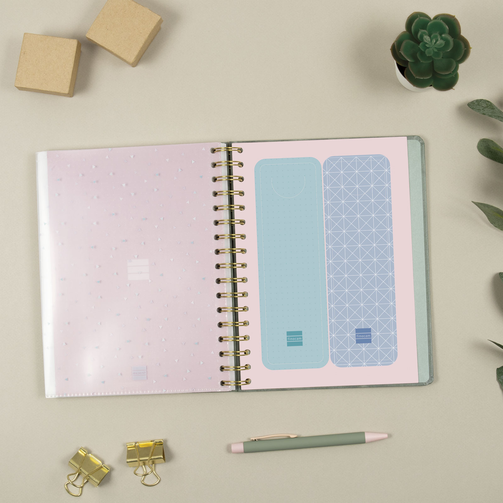 Agenda espiral doble año 2026 Optimal 4º - 155x212 mm Semana Vista Horizontal Emma Finocam multicolor internacional multilingüe Multicolor-7