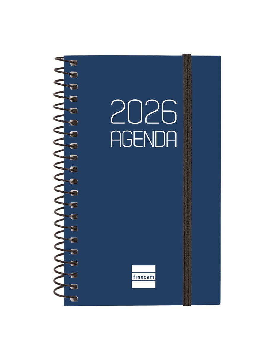 Agenda Espiral 2026 Semana Vista Horizontal - Tapa Polipropileno, Goma, Azul