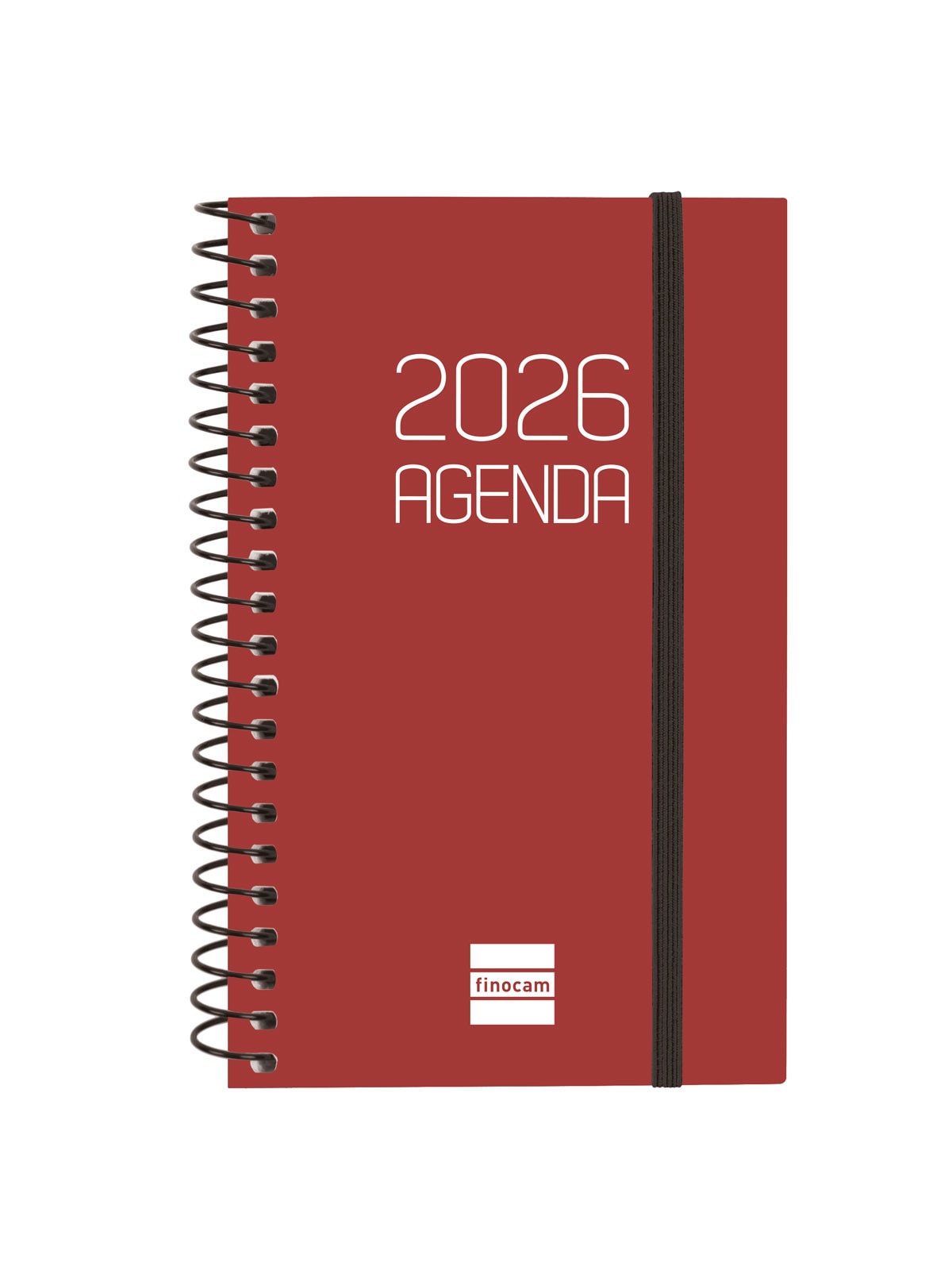 Agenda año 2026 Espiral Basics Opaque E3-79x127 mm Semana Vista Horizontal Finocam burdeos castellano Burdeos-1