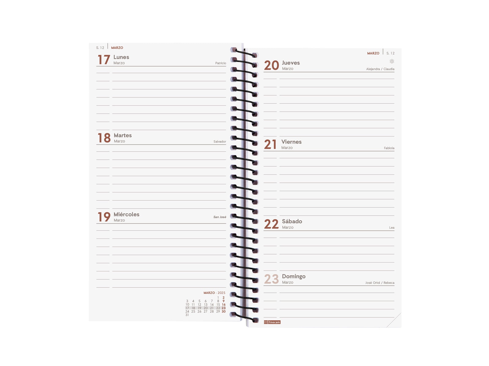 Agenda año 2026 Espiral Basics Opaque E9-94x171 mm Semana Vista Horizontal Finocam verde castellano Verde-4