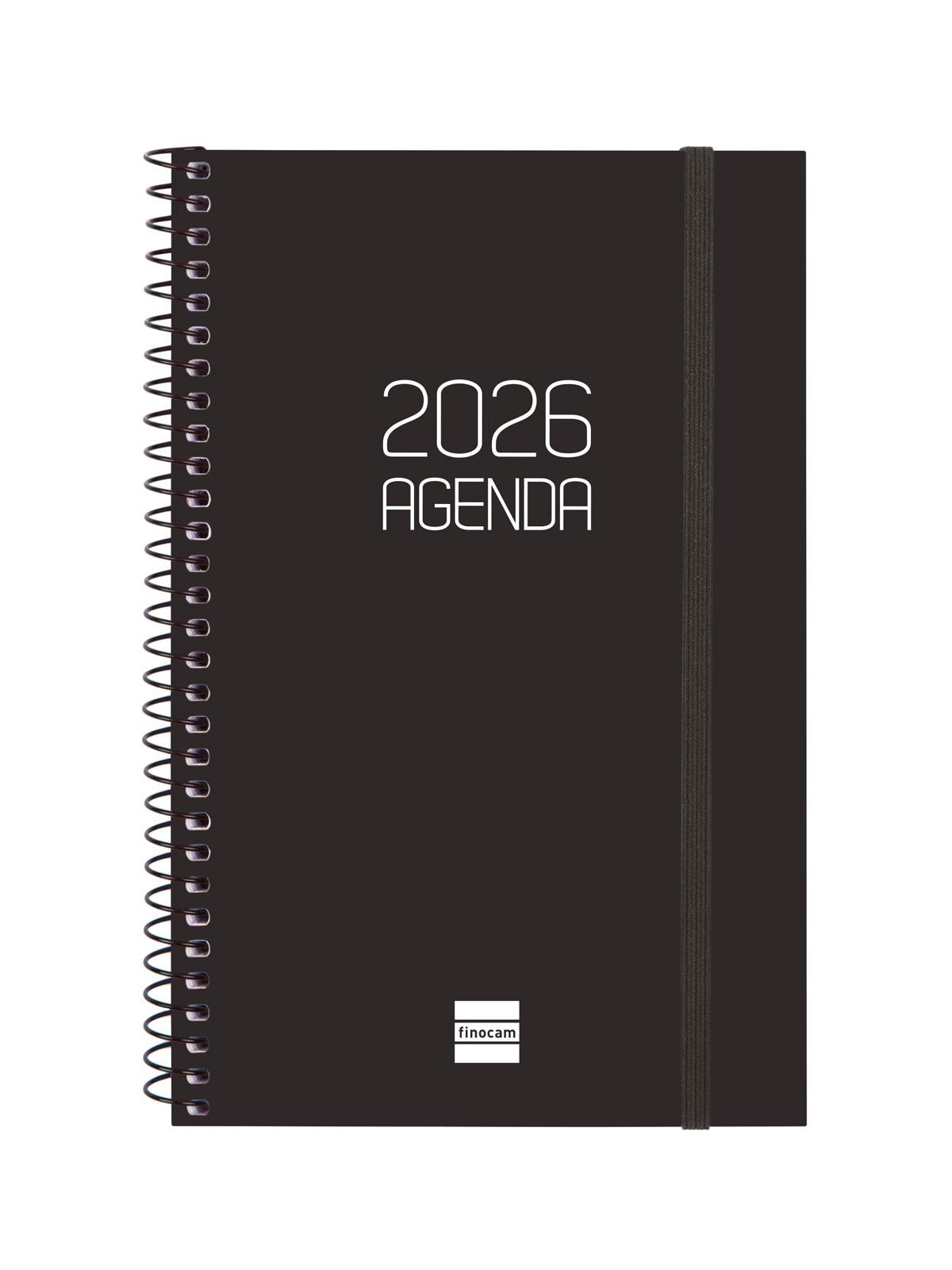 Agenda año 2026 Espiral Basics Opaque E5-117x181 mm Semana Vista Horizontal Finocam negro castellano Negro-1