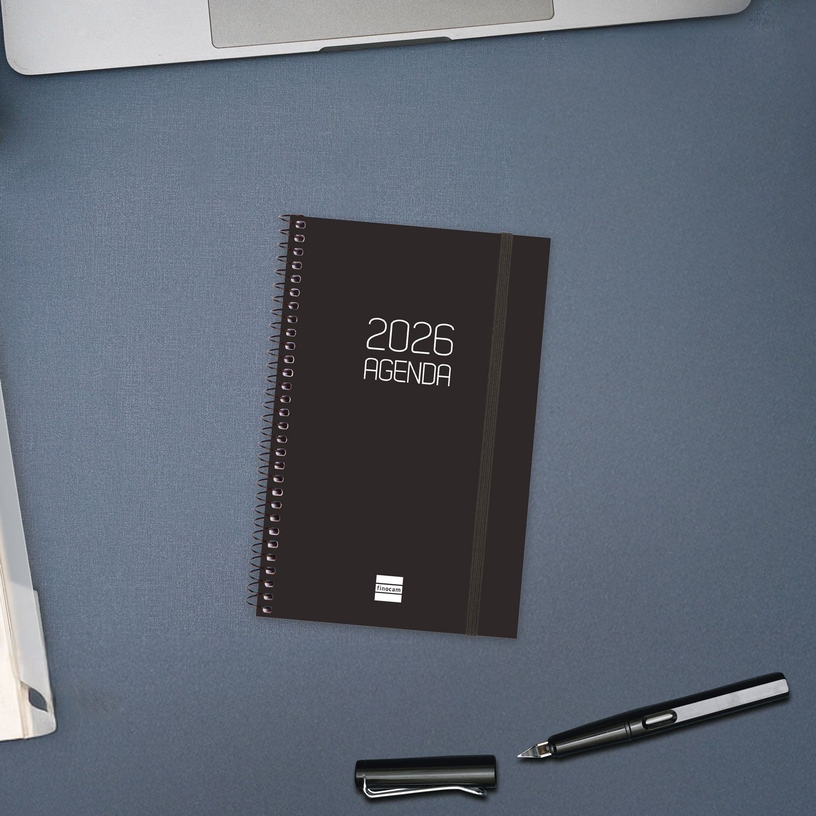 Agenda año 2026 Espiral Basics Opaque E5-117x181 mm Semana Vista Horizontal Finocam negro castellano Negro-2