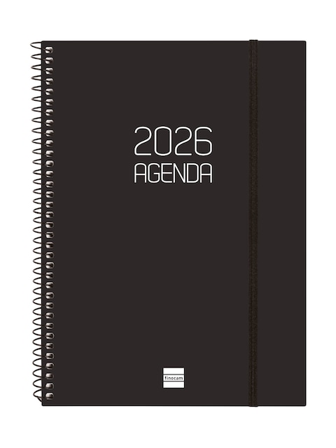 Imagen 0 de Agenda año 2026 Espiral Basics Opaque E10-155x212 mm Semana Vista Horizontal Finocam negro castellano