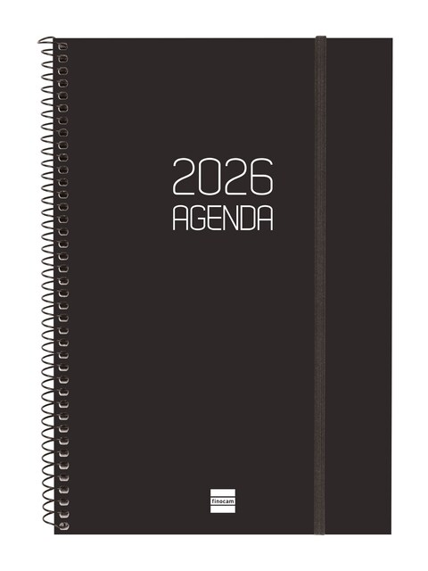 Imagen 0 de Agenda año 2026 Espiral Basics Opaque E11- 165x242 mm Semana Vista Vertical Finocam negro castellano