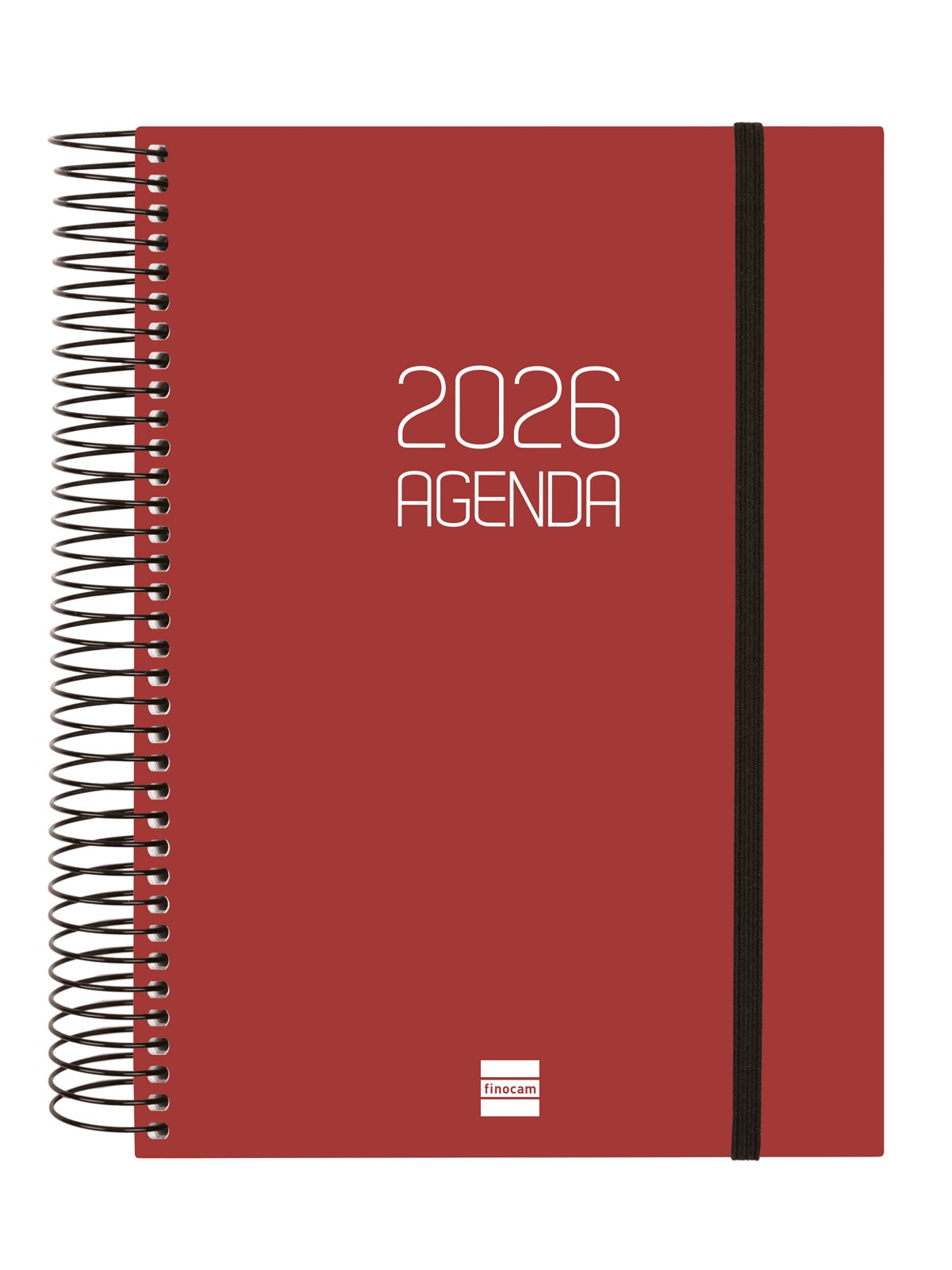 Agenda año 2026 Espiral Basics Opaque E10-155x212 mm 1 Día Página Finocam burdeos castellano Burdeos-1