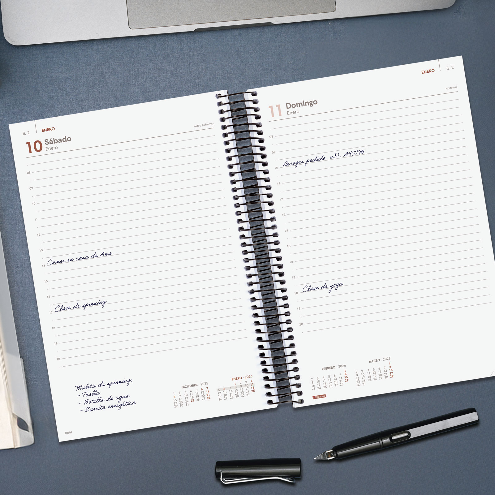Agenda año 2026 Espiral Basics Opaque E11- 165x242 mm 1 Día Página Finocam negro castellano Negro-3