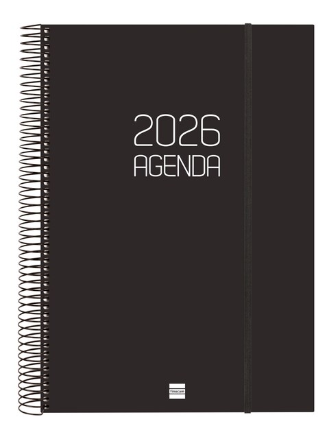 Imagen 0 de Agenda año 2026 Espiral Basics Opaque E40-210x297 mm 1 Día Página Finocam negro castellano