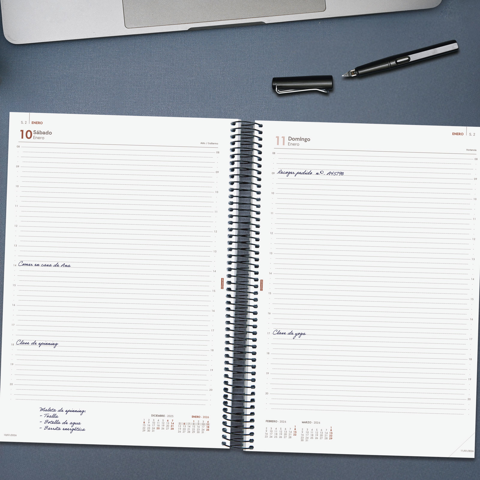 Agenda año 2026 Espiral Basics Opaque E40-210x297 mm 1 Día Página Finocam negro castellano Negro-3