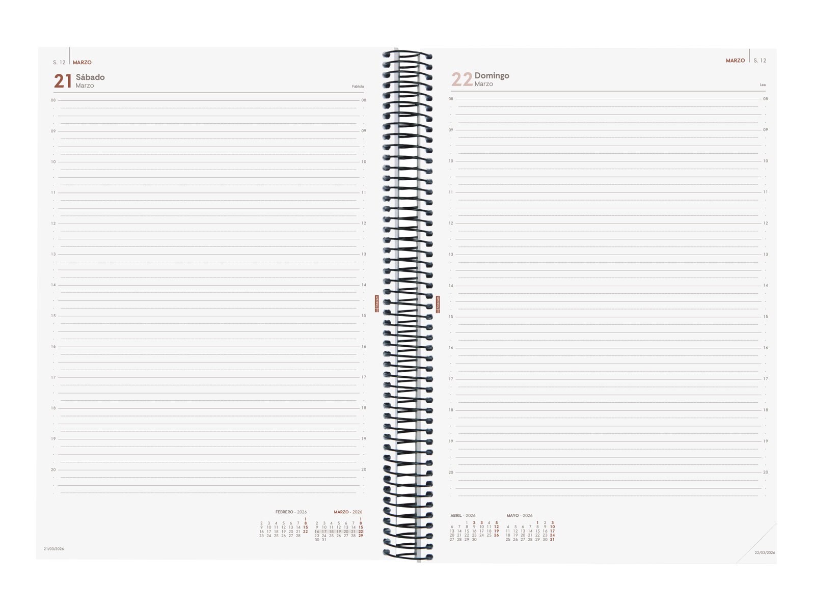 Agenda año 2026 Espiral Basics Opaque E40-210x297 mm 1 Día Página Finocam negro castellano Negro-4