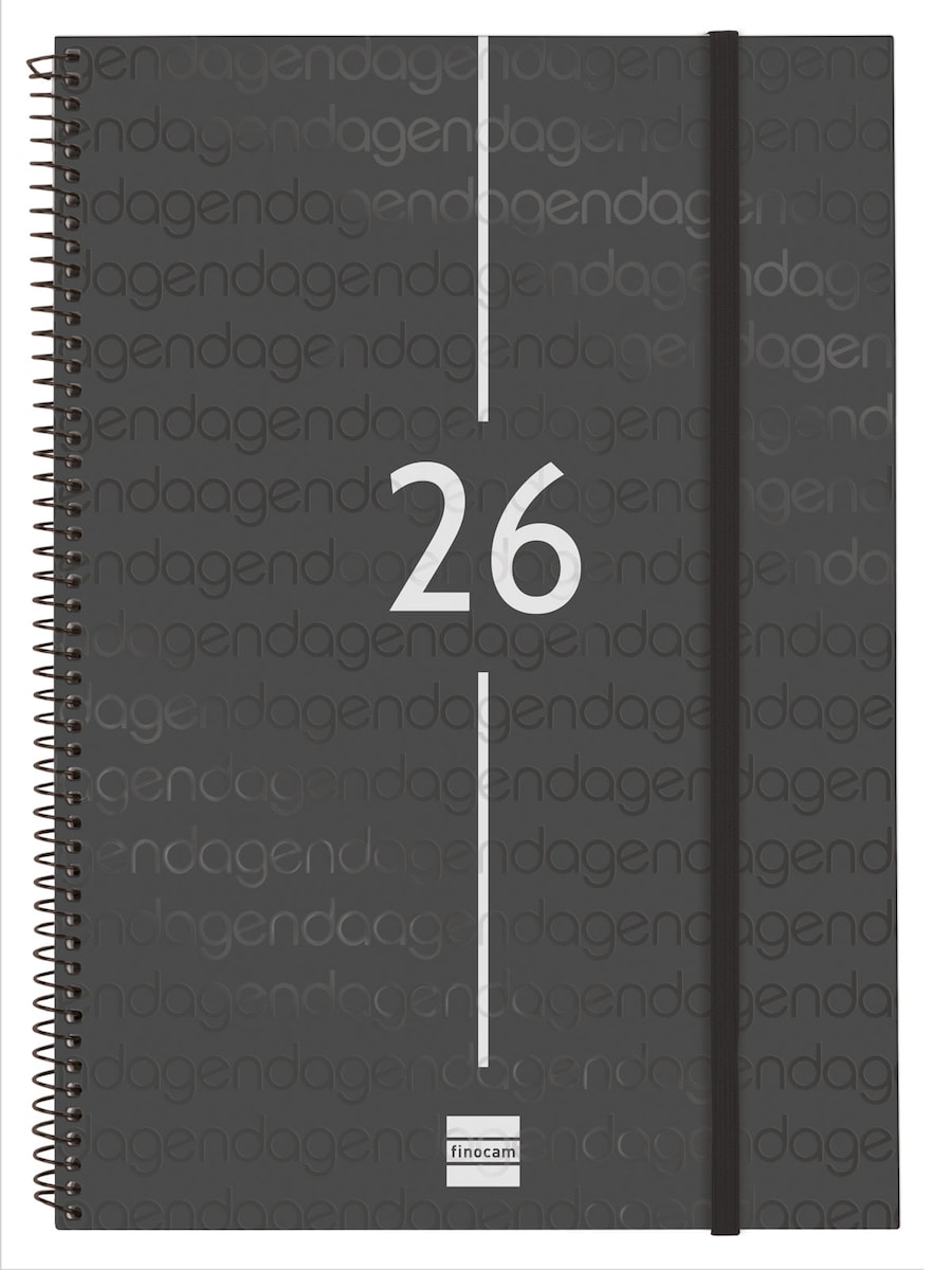 Agenda año 2026 Espiral Basics Year E40-210x297 mm Semana Vista Horizontal Finocam negro castellano Negro-1