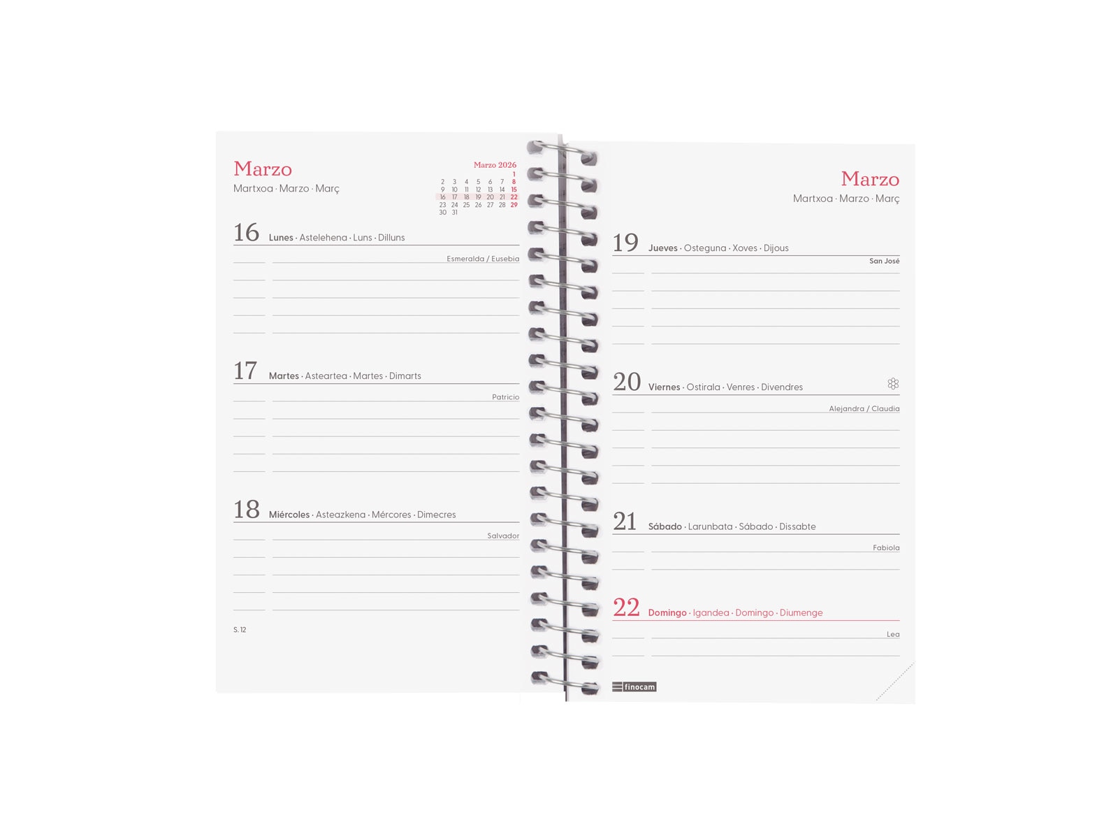 Agenda año 2026 Espiral Trendy Design Collection E3-79x127 mm Semana Vista Horizontal Imposible Finocam multicolor castellano multilingüe Multicolor-4