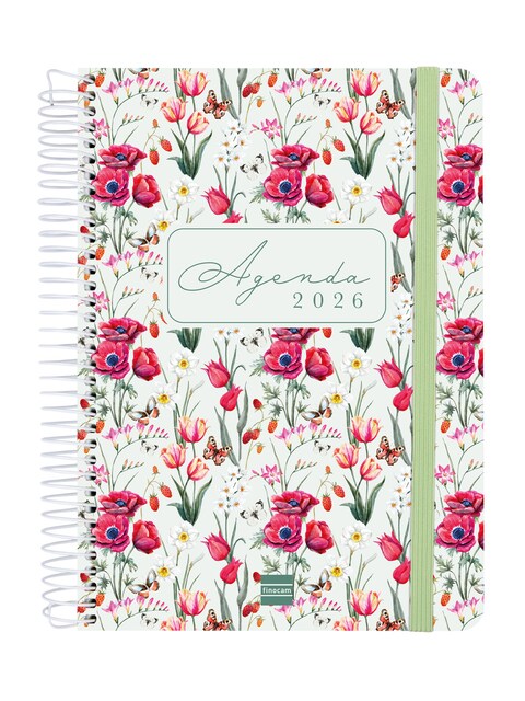 Imagen 0 de Agenda espiral año 2026 Cloe E10-155x212 mm 1 Día Página Finocam verde castellano