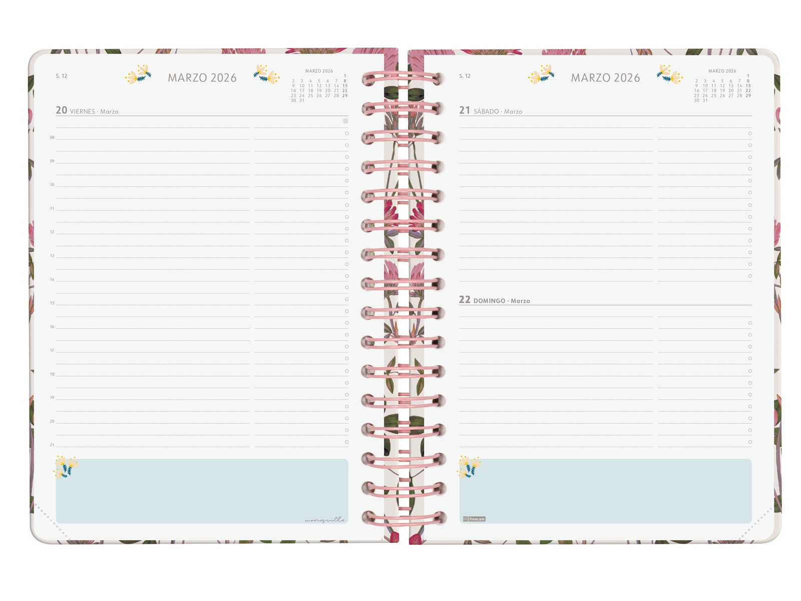 Agenda espiral doble año 2026 Moniquilla E10-155x212 mm 1 Día Página Amapola Finocam multicolor castellano Multicolor-8