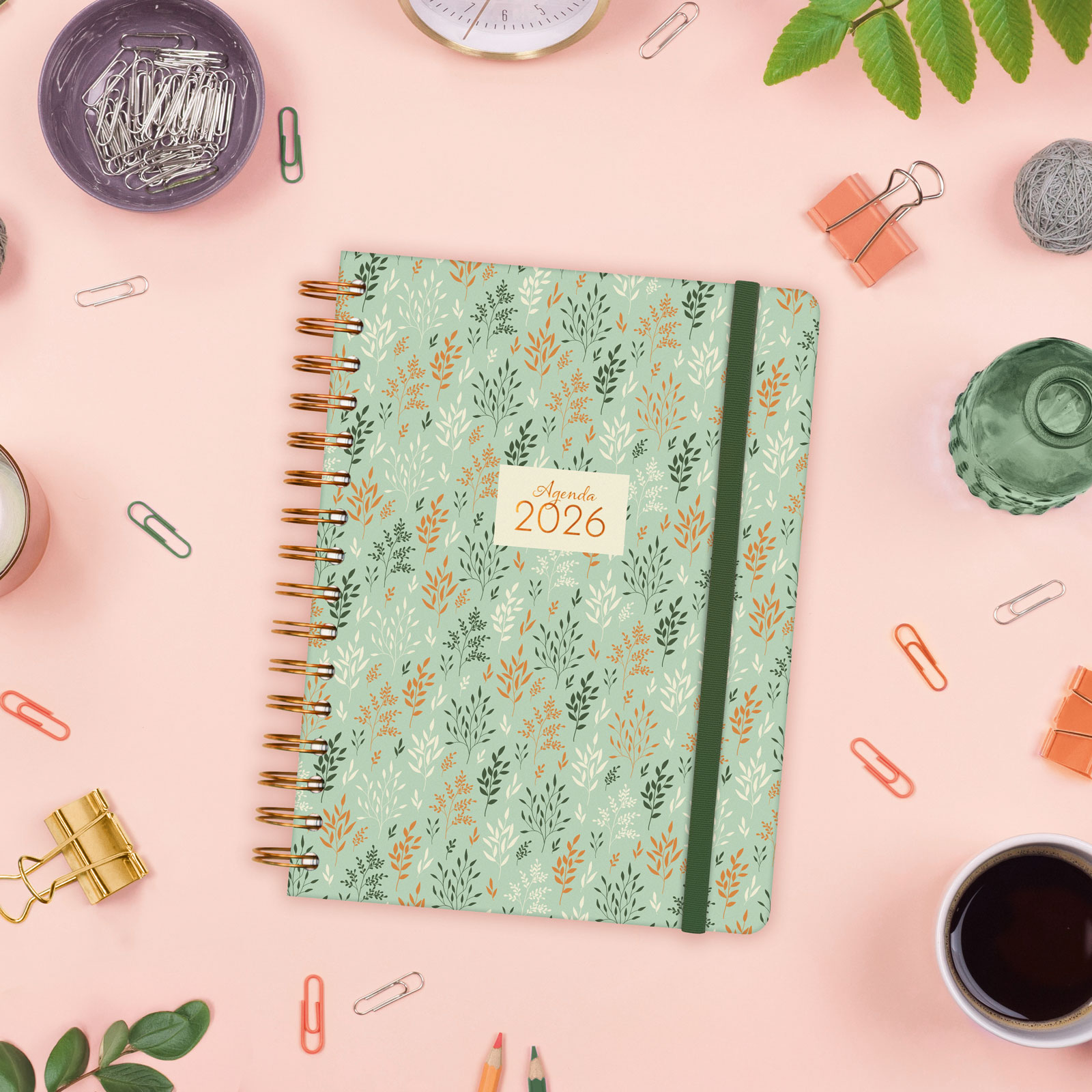 Agenda espiral doble año 2026 Trendy You E10-155x212 mm 1 Día Página Trigo Finocam multicolor internacional multilingüe Multicolor-2
