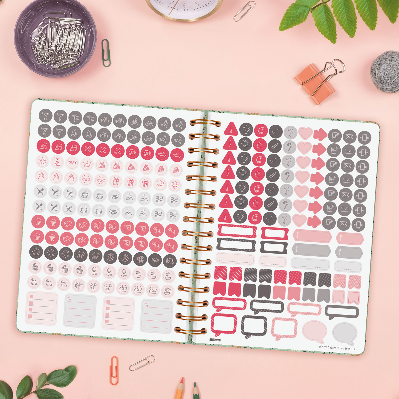 Agenda espiral doble año 2026 Trendy You E10-155x212 mm 1 Día Página Trigo Finocam multicolor internacional multilingüe Multicolor-4
