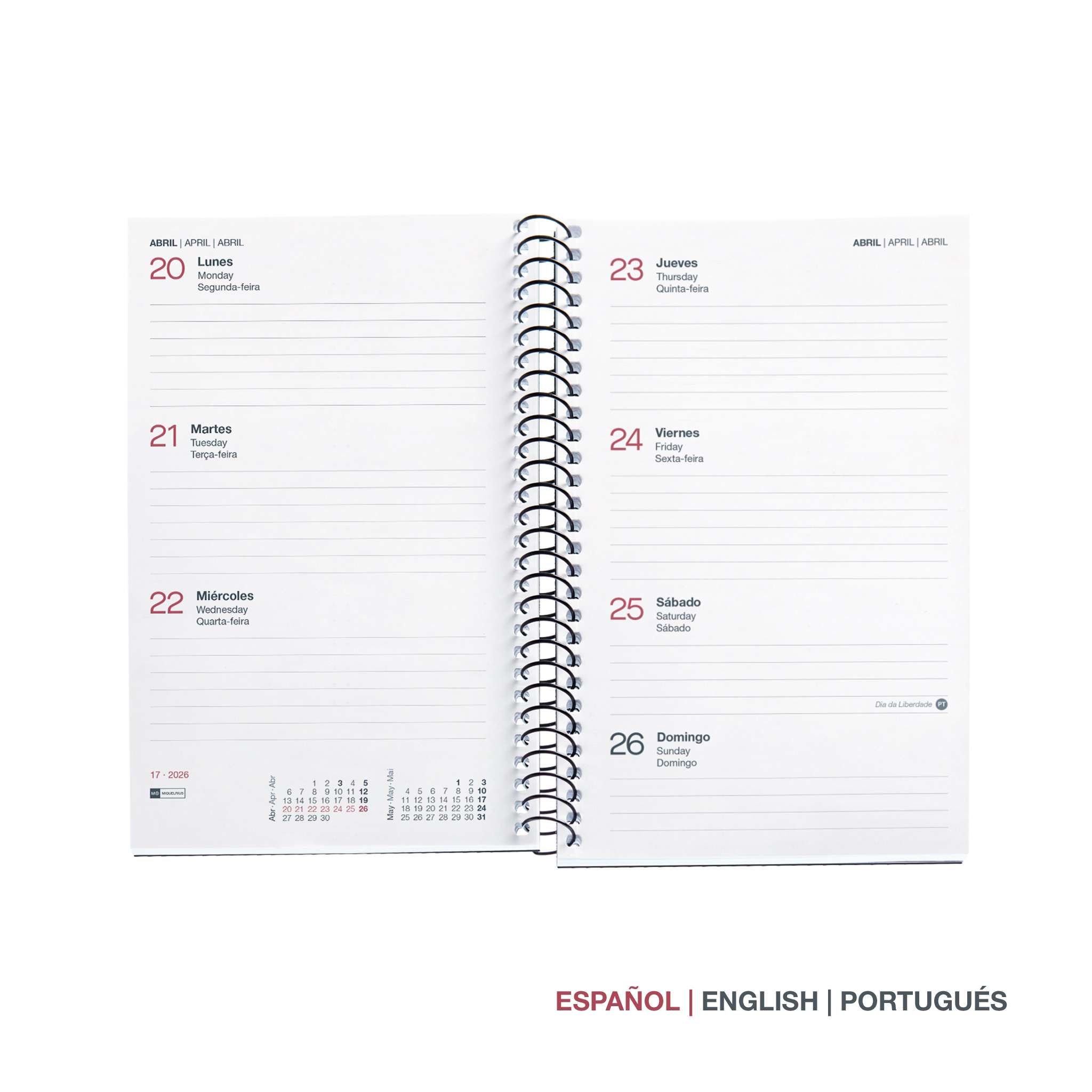 Agenda Espiral Activa Semana Vista PP City Negro 2026 Miquelrius Negro-2