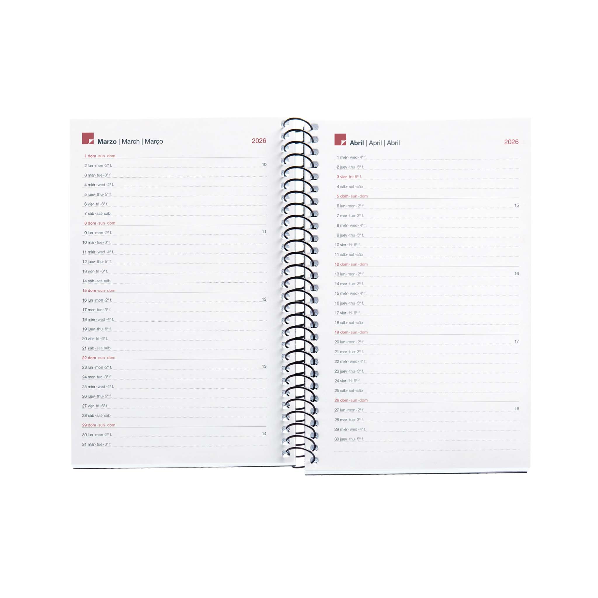 Agenda Espiral Activa Semana Vista PP City Negro 2026 Miquelrius Negro-3