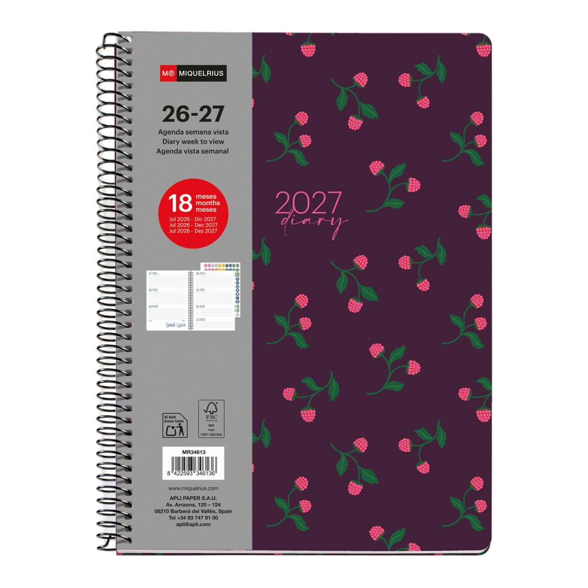 Imagem 0 de Agenda 18 Meses Plus Semana Vista Berries 2026-27 Miquelrius