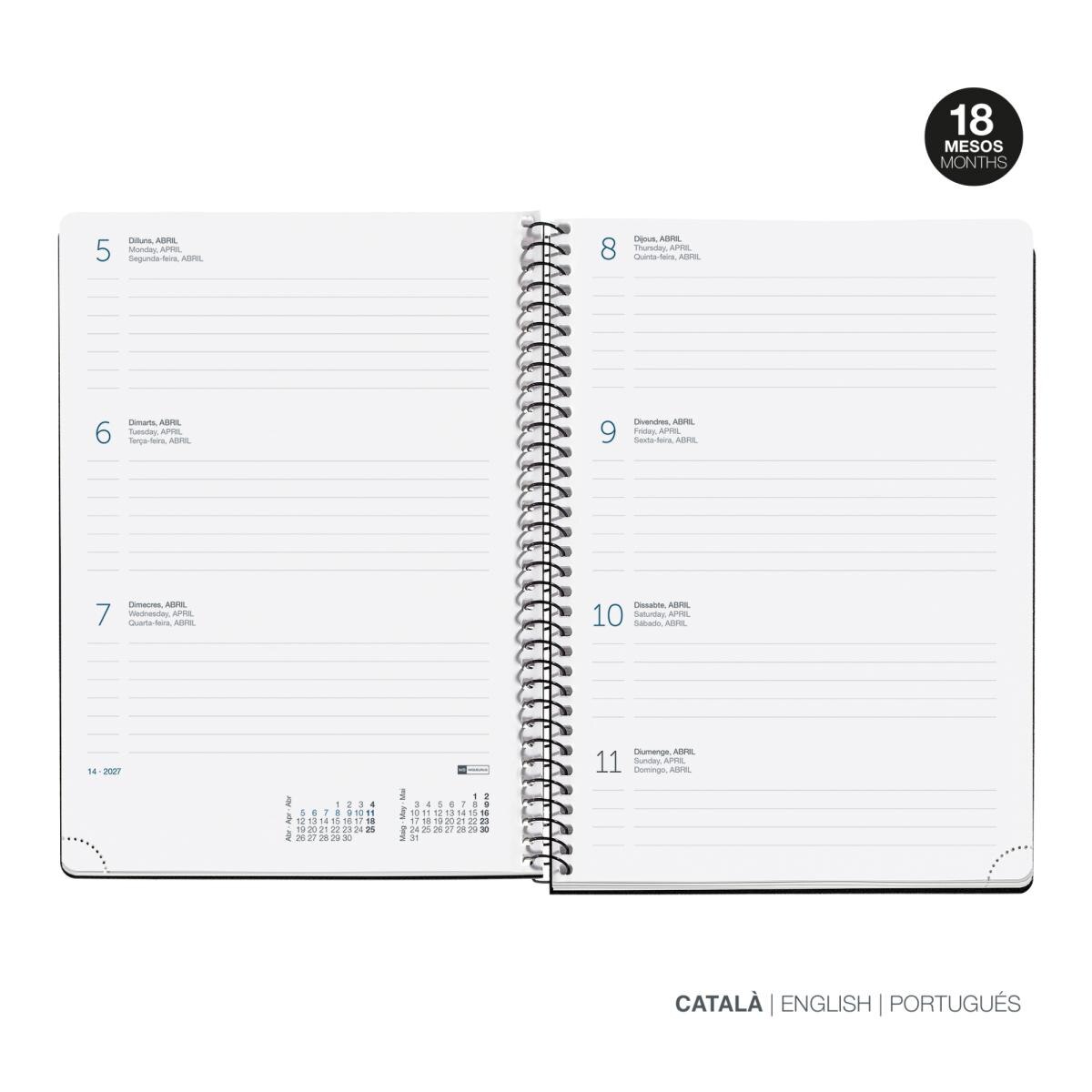 Agenda 18 Meses Plus Semana Vista Catalán Geo Garden 2026-27 Miquelrius Multicolor-4
