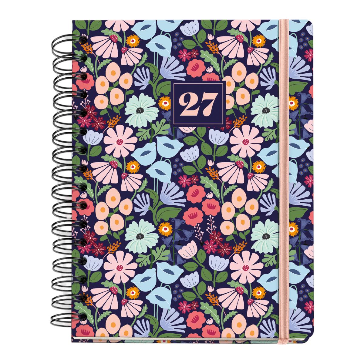 Agenda 18 Meses Plus Wire-O Semana Vista Black Bloom 2026-27 Miquelrius Multicolor-2