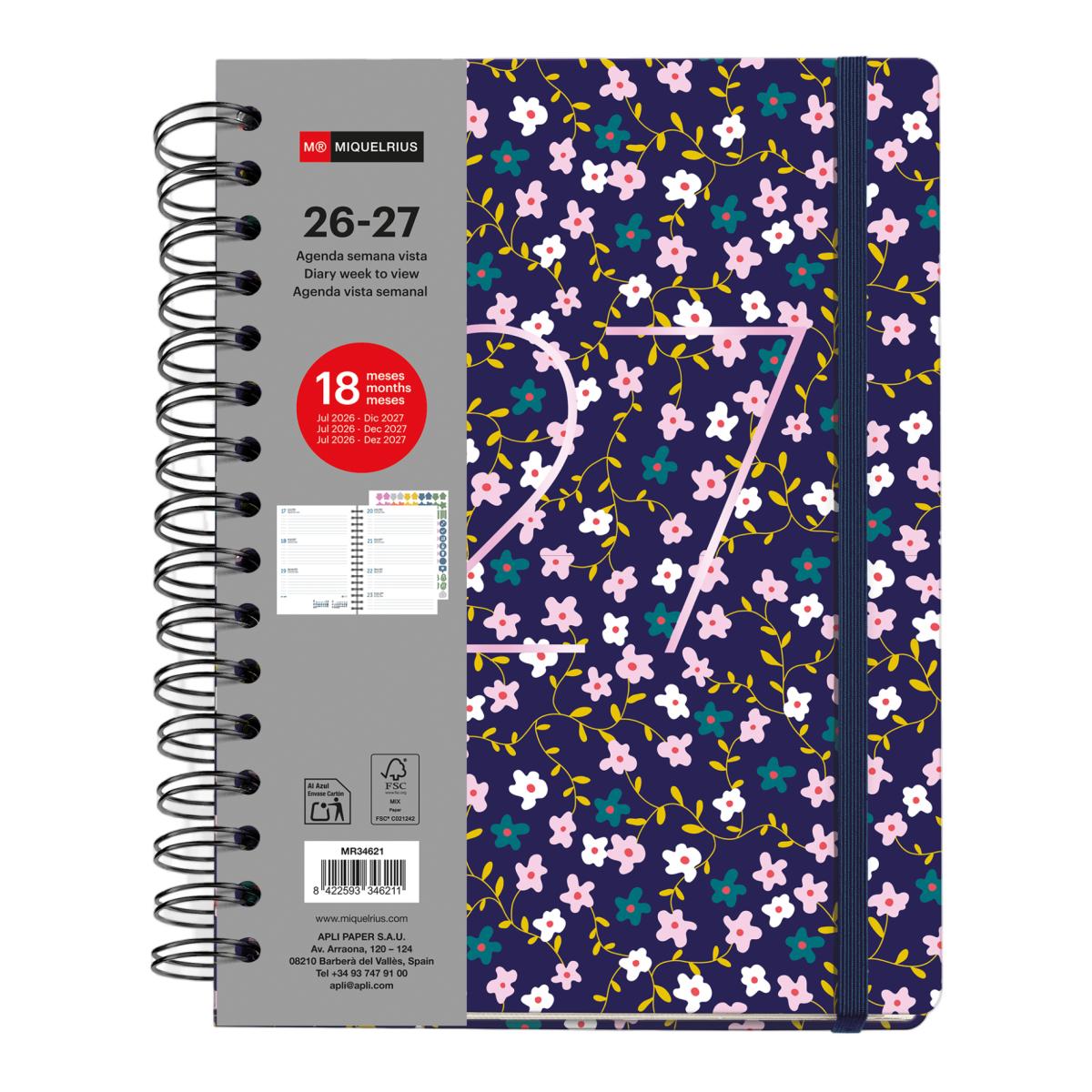 Imagen 0 de Agenda 18 Meses Plus Wire-O Semana Vista Lilac Petite 2026-27 Miquelrius