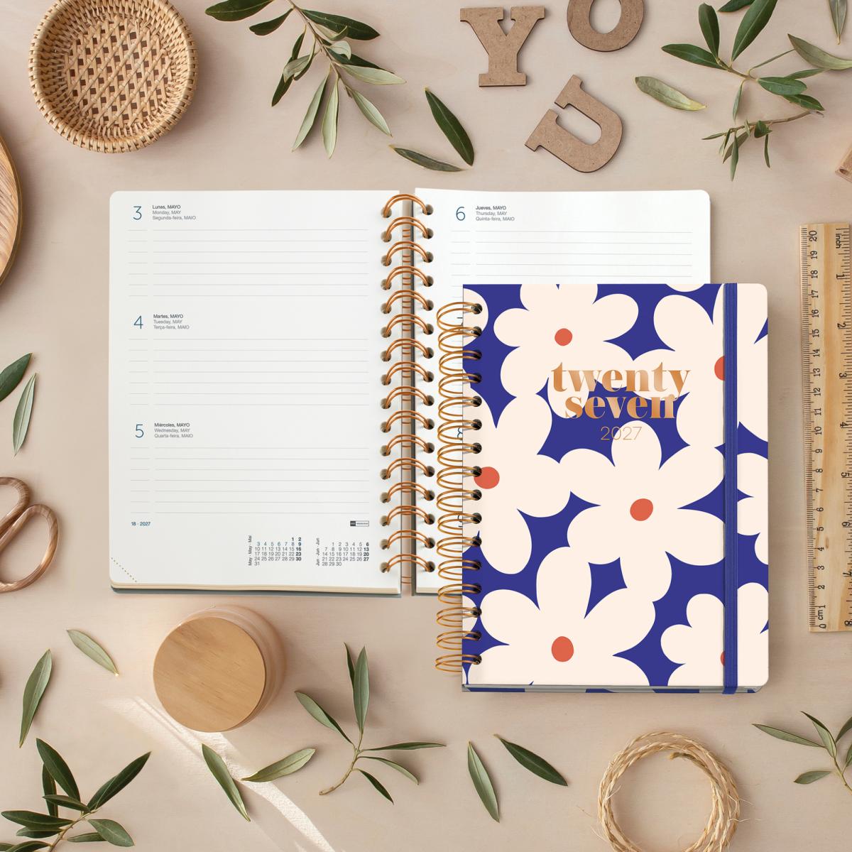 Agenda 18 Meses Plus Wire-O Semana Vista Bold Daisy 2026-27 Miquelrius Multicolor-8