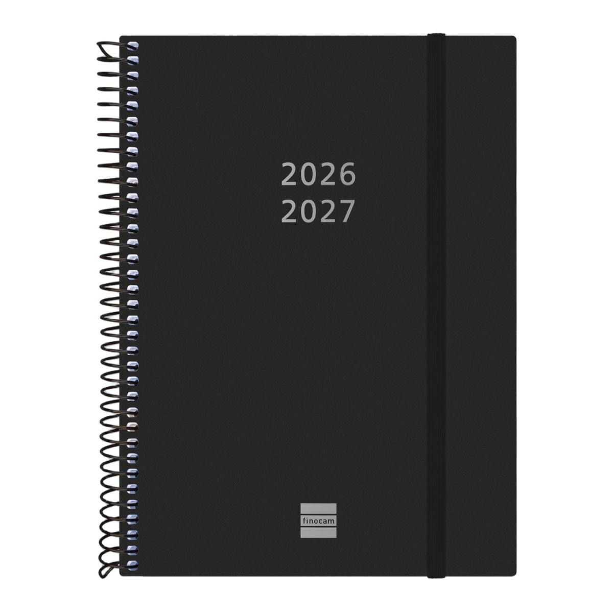 Imagen 0 de Agenda 18 meses julio 2026-diciembre 2027 espiral E10-155x212 mm semana vista horizontal Finocam negro internacional multilingüe