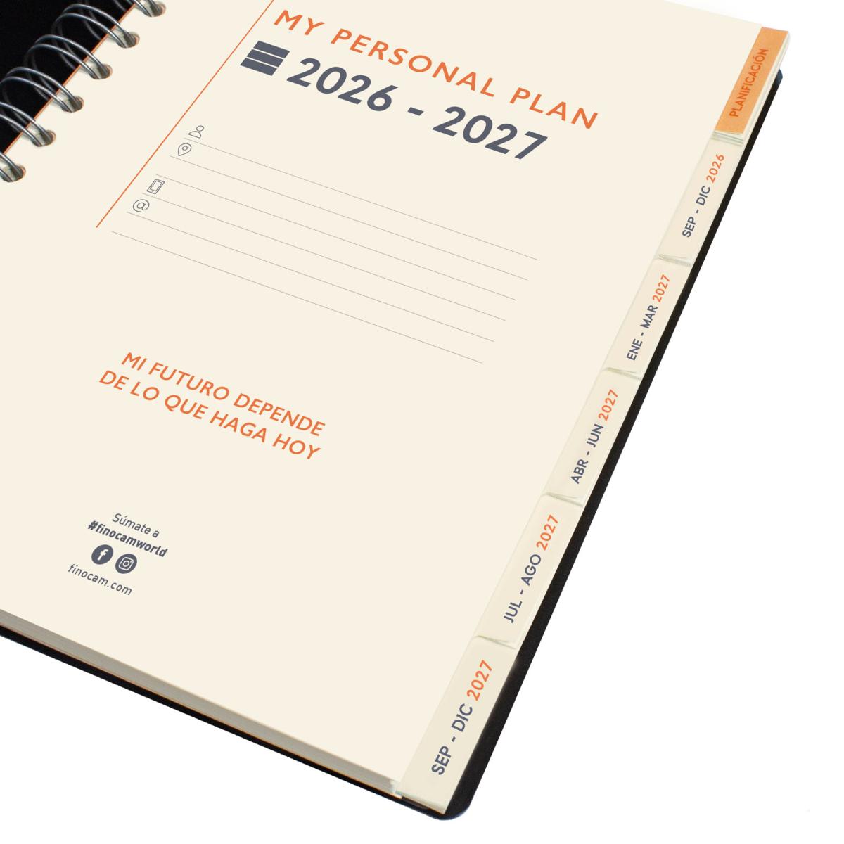 Agenda 16 meses septiembre 2026-diciembre 2027 Tempus 4º-155x217 mm semana vista vertical Finocam azul multilingüe 12