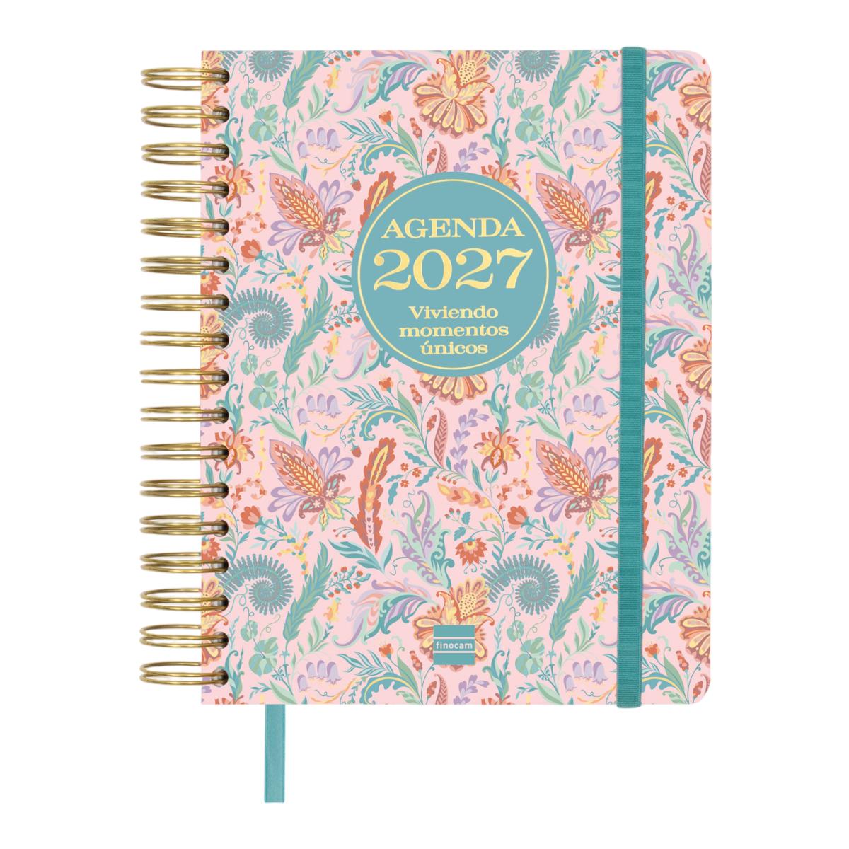 Agenda 16 meses septiembre 2026-diciembre 2027 Vitae 4º-155x217 mm semana vista horizontal Finocam rosa 1