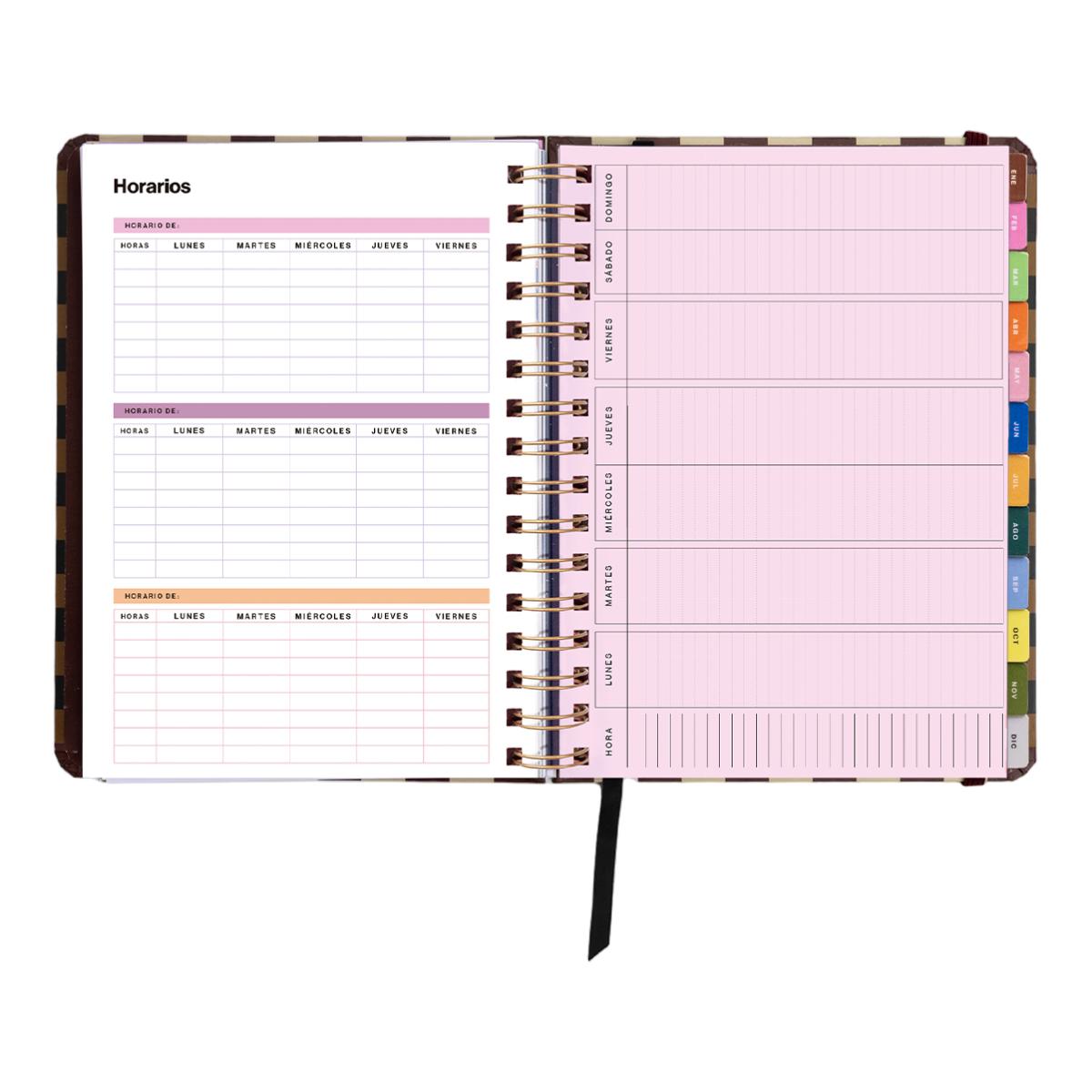 Agenda Anual 12 Meses 2027 168x220 mm Vista Semanal Universo UO Espanhol - Preto Multicolor-7