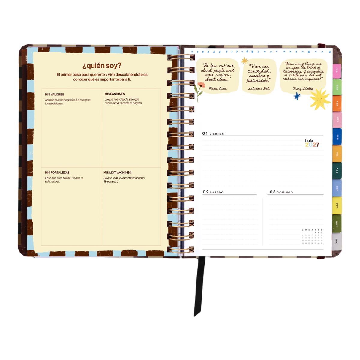 Agenda Anual 12 Meses 2027 168x220 mm Vista Semanal Universo UO Espanhol - Preto Multicolor-13