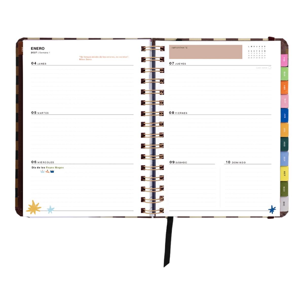 Agenda Anual 12 Meses 2027 168x220 mm Vista Semanal Universo UO Espanhol - Preto Multicolor-14