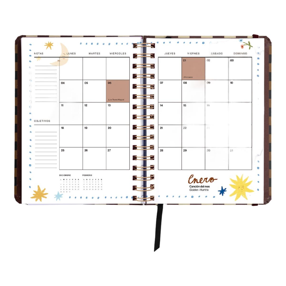 Agenda Anual 12 Meses 2027 168x220 mm 1 Dia por Página Universo UO Espanhol - Preto Multicolor-12