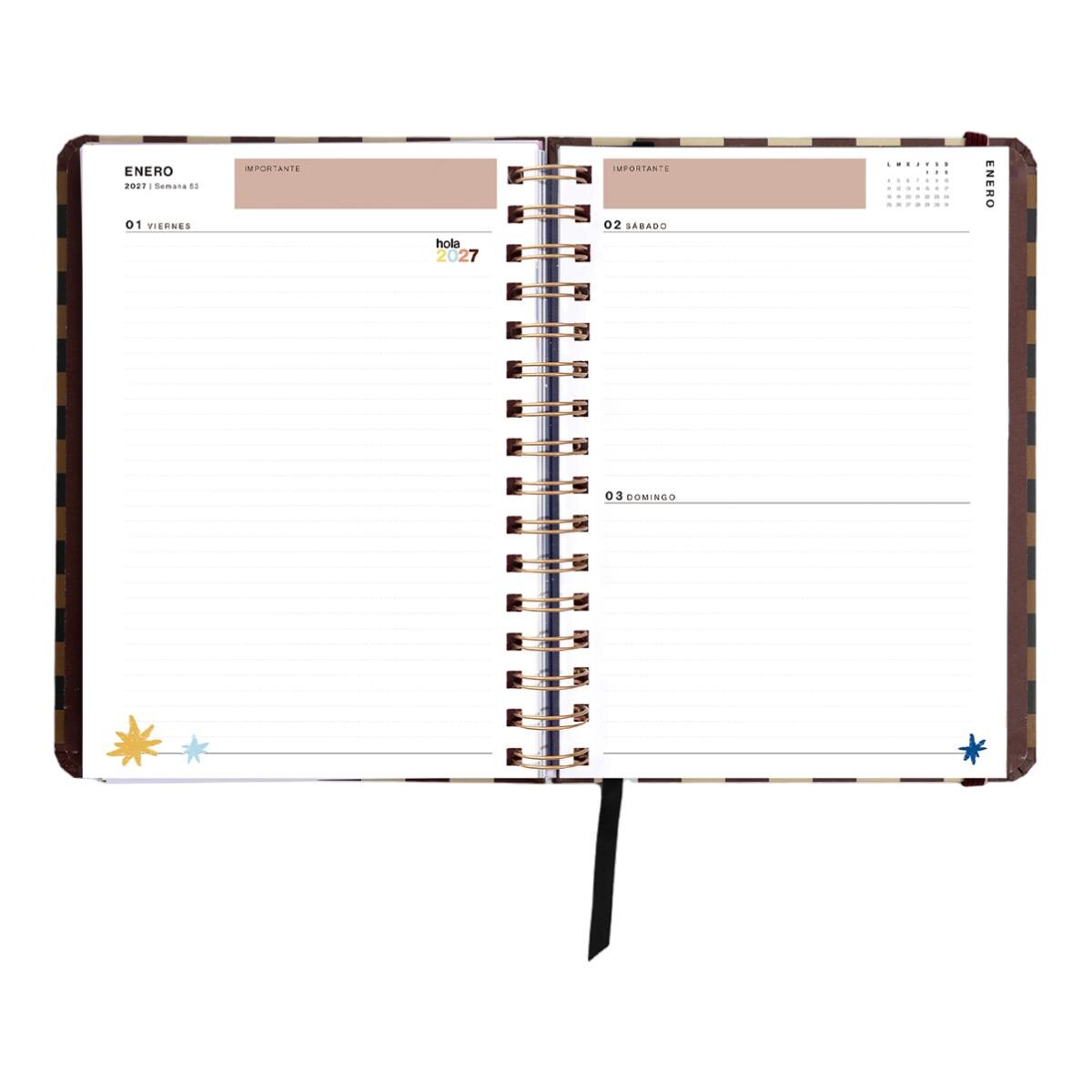 Agenda Anual 12 Meses 2027 168x220 mm 1 Dia por Página Universo UO Espanhol - Preto Multicolor-13