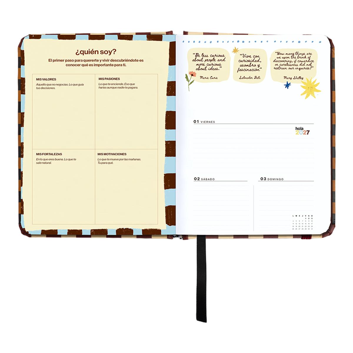 Agenda Anual 12 Meses 2027 128x154 mm Mini Vista Semanal Universo UO Espanhol - Preto Multicolor-14