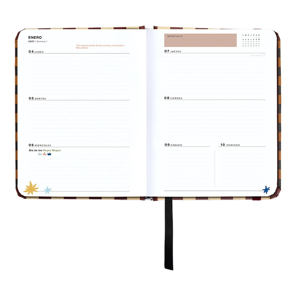 Agenda Anual 12 Meses 2027 128x154 mm Mini Vista Semanal Universo UO Espanhol - Preto Multicolor-15