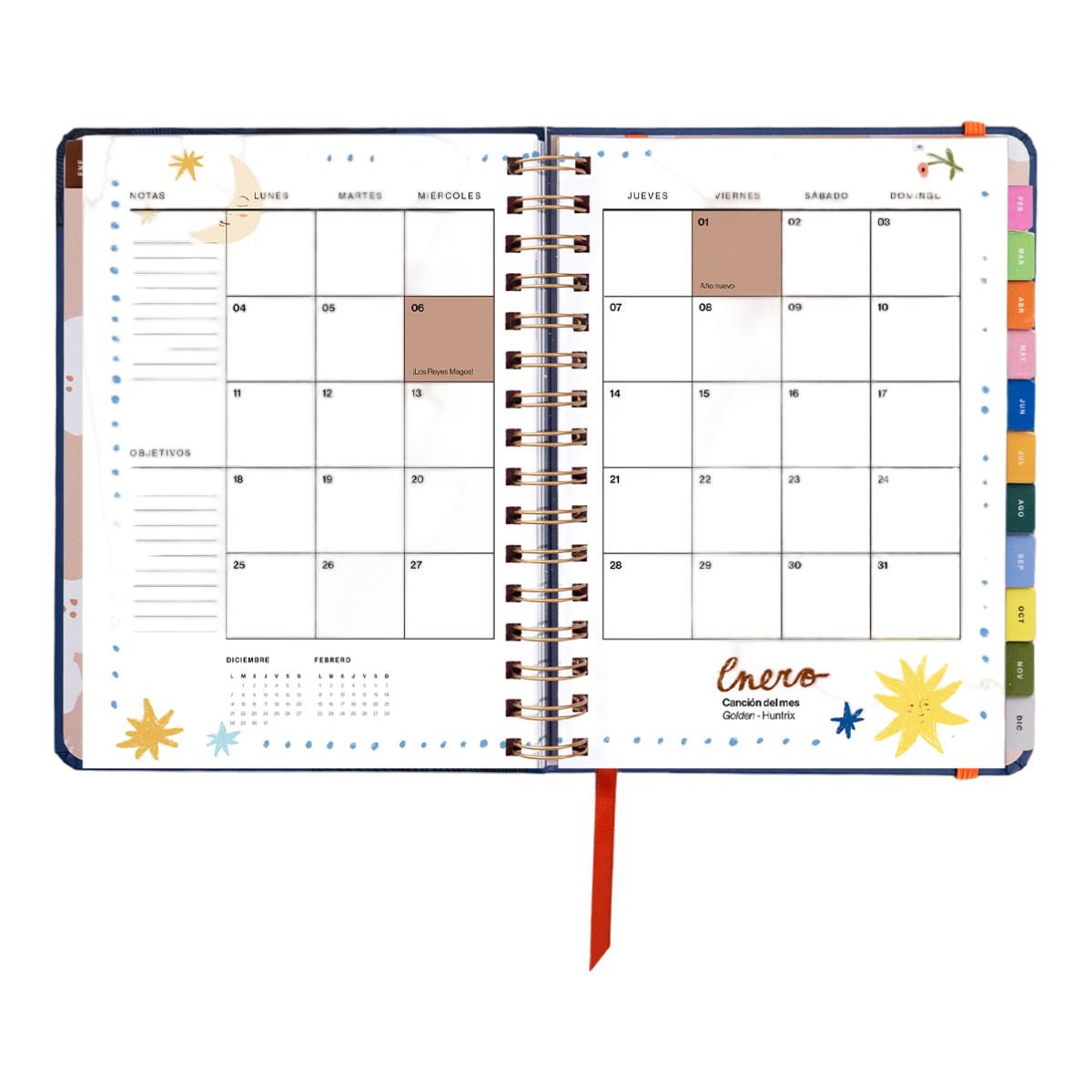 Agenda Anual 12 Meses 2027 168x220 mm Vista Semanal Kyoto UO Espanhol Multicolor-12