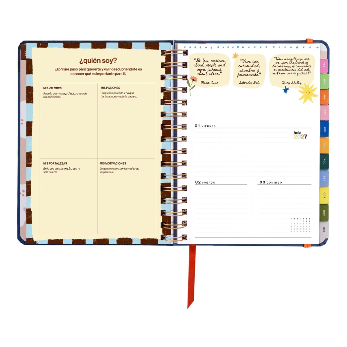 Agenda Anual 12 Meses 2027 168x220 mm Vista Semanal Kyoto UO Espanhol Multicolor-13