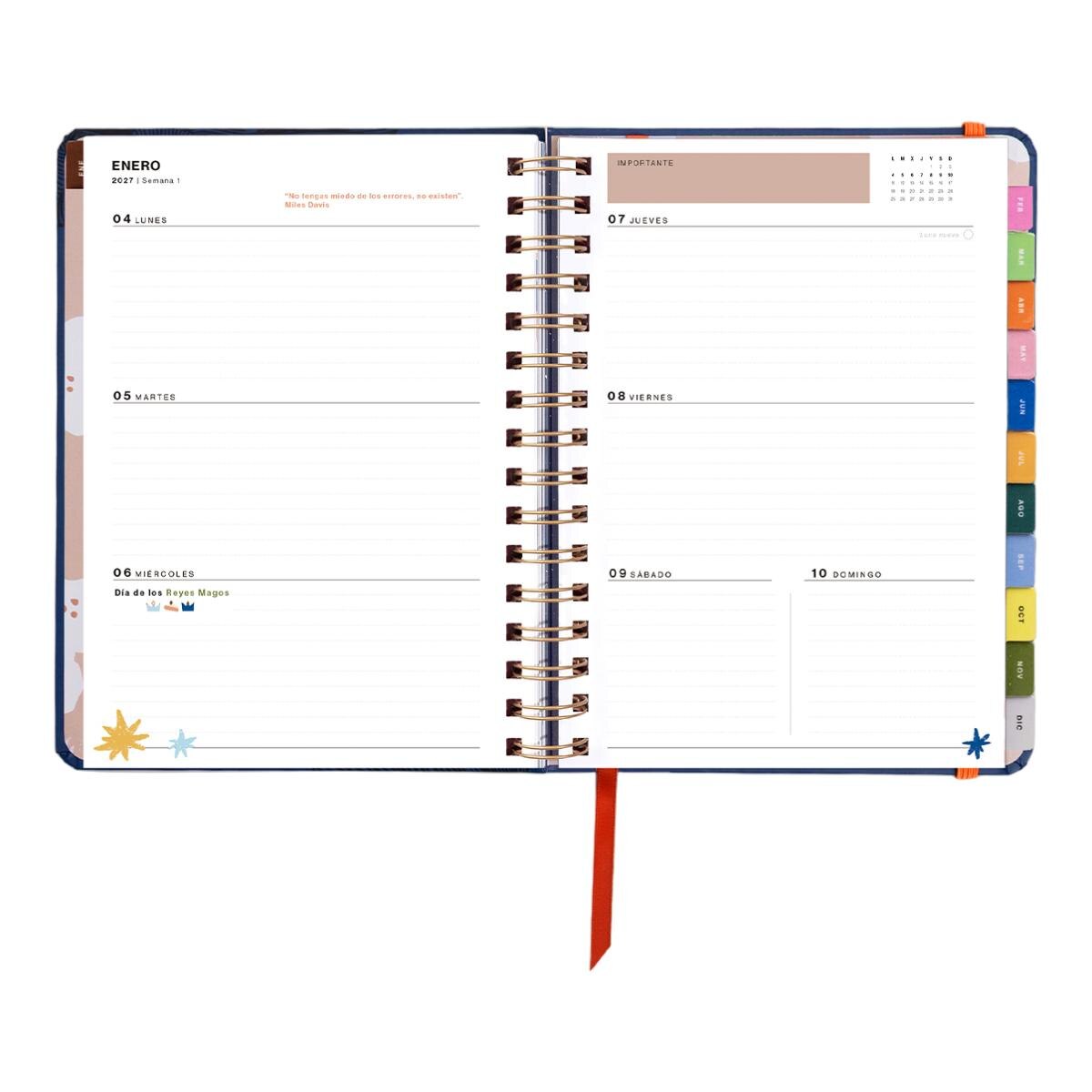 Agenda Anual 12 Meses 2027 168x220 mm Vista Semanal Kyoto UO Espanhol Multicolor-14