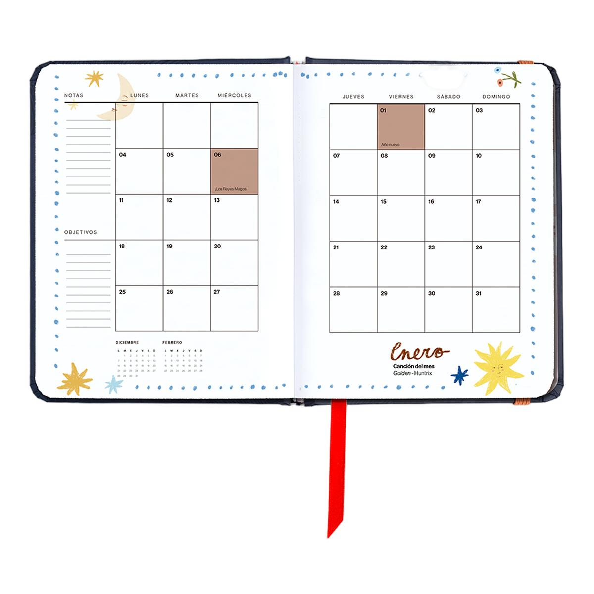 Agenda Anual 12 Meses 2027 128x154 mm Mini Vista Semanal Kyoto UO Espanhol Multicolor-13