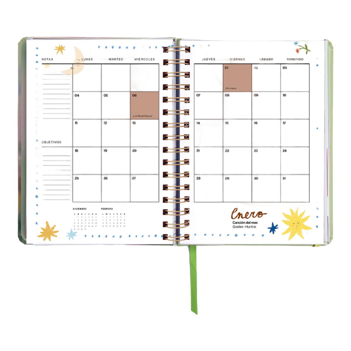 Agenda Anual 12 Meses 2027 168x220 mm 1 Dia por Página Bloom UO Espanhol Multicolor-12