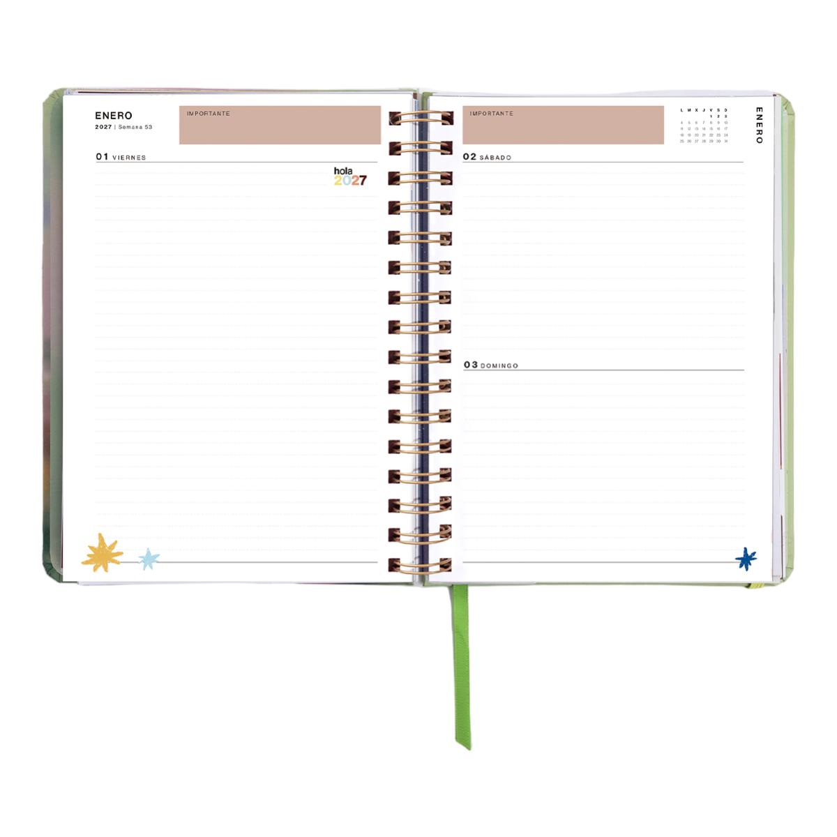 Agenda Anual 12 Meses 2027 168x220 mm 1 Dia por Página Bloom UO Espanhol Multicolor-13