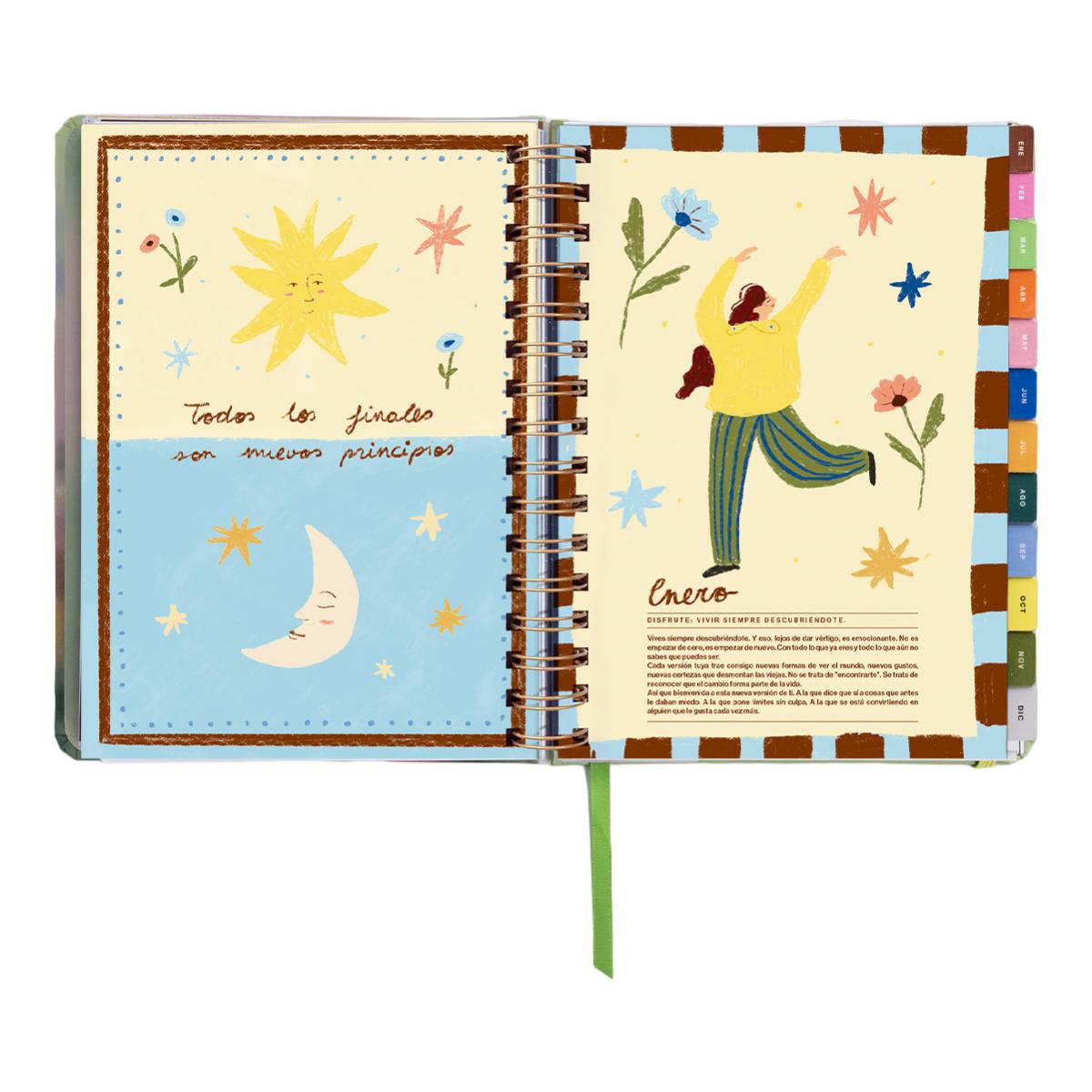 Agenda Anual 12 Meses 2027 168x220 mm Vista Semanal Bloom UO Espanhol Multicolor-11