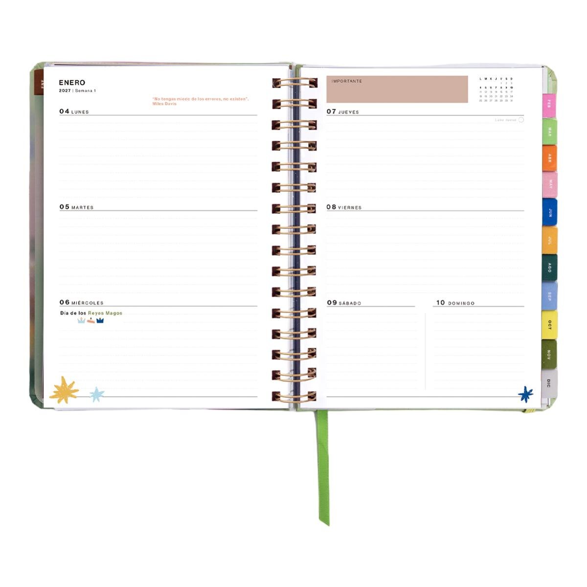 Agenda Anual 12 Meses 2027 168x220 mm Vista Semanal Bloom UO Espanhol Multicolor-14
