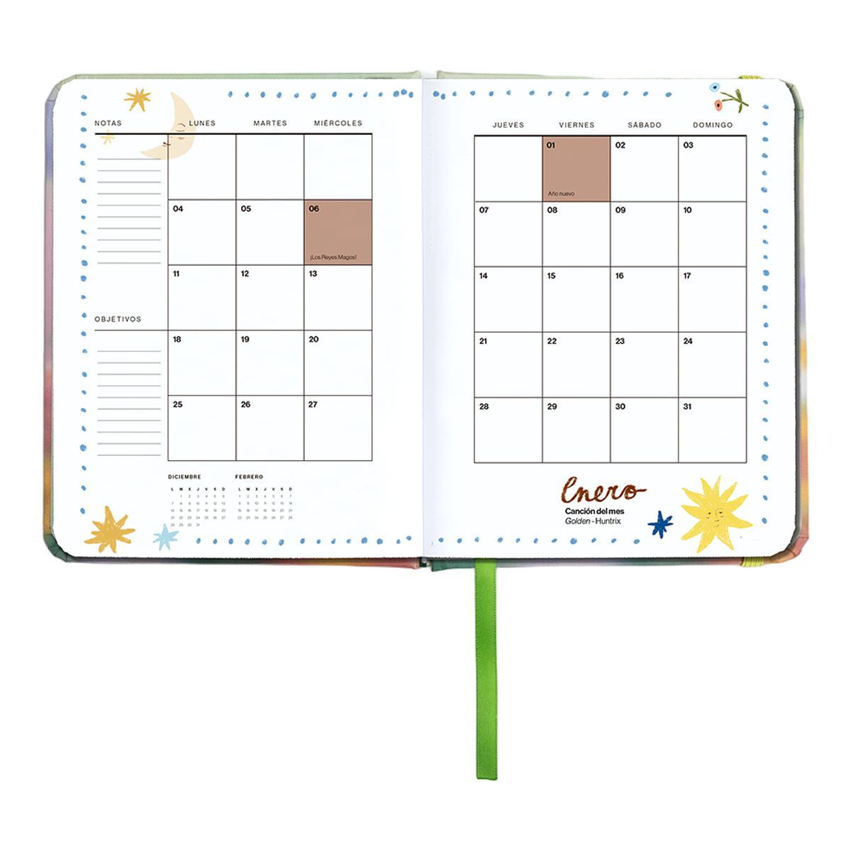 Agenda Anual 12 Meses 2027 128x154 mm Mini Vista Semanal Bloom UO Espanhol Multicolor-13