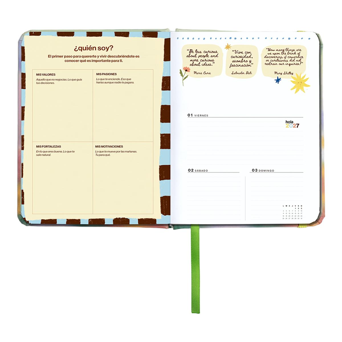 Agenda Anual 12 Meses 2027 128x154 mm Mini Vista Semanal Bloom UO Espanhol Multicolor-14