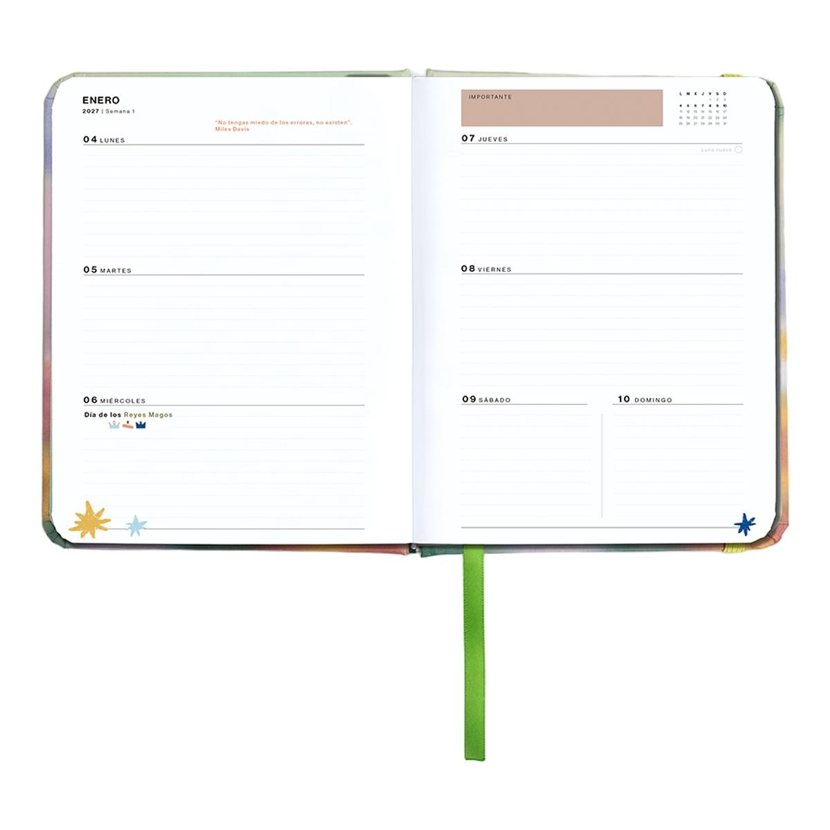 Agenda Anual 12 Meses 2027 128x154 mm Mini Vista Semanal Bloom UO Espanhol Multicolor-15